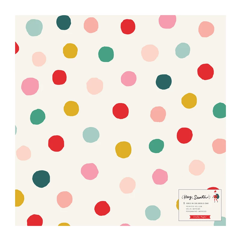 Crate Paper - Hey, Santa 12x12 Specialty Vellum Paper - Gumdrop