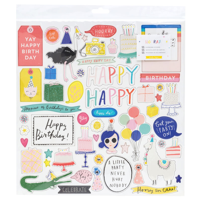Crate Paper - Hooray 12x12 Chipboard Stickers (51 Piece)