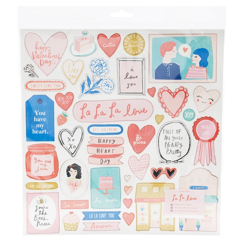 Crate Paper - La La Love 12x12 Chipboard Sticker (51 Piece)