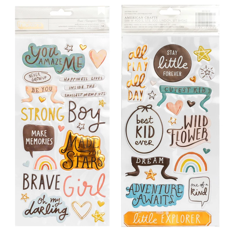 Crate Paper - Magical Forest Phrase Thickers - Brave (58 Piece)