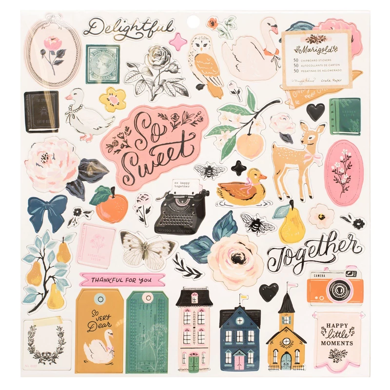 Crate Paper - Maggie Holmes - Marigold 12x12 Chipboard Sticker (50 Piece)