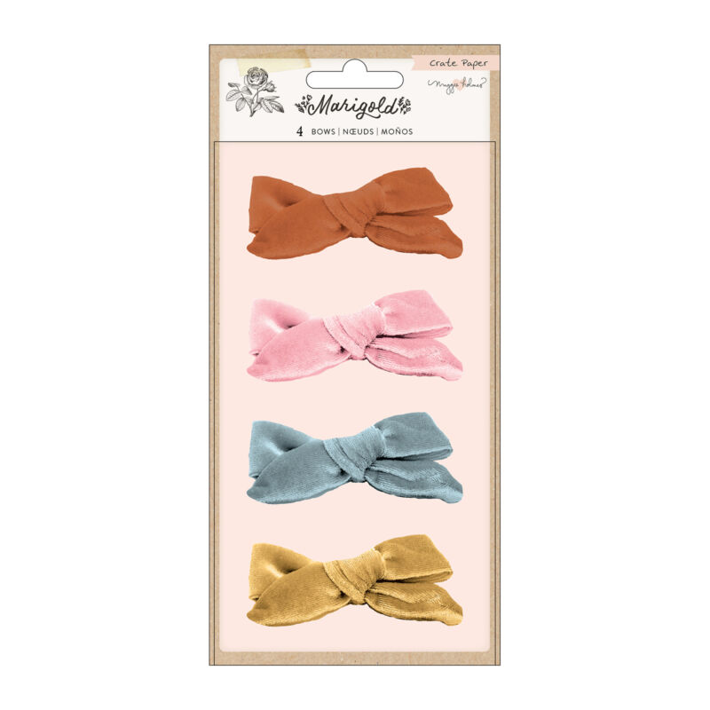 Crate Paper - Maggie Holmes - Marigold Velvet Adhesive Bows (4 Piece)
