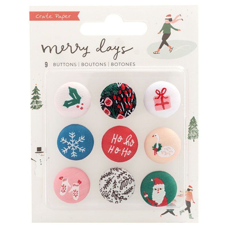 Crate Paper - Merry Days Fabric Buttons 9/Pkg