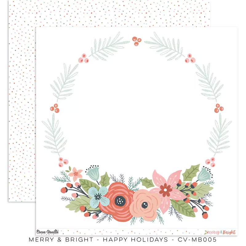 Cocoa Vanilla Studio - Merry & Bright 12x12 scrapbook papír - Happy Holidays