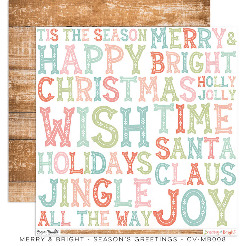 Cocoa Vanilla Studio - Merry & Bright 12x12 scrapbook papír - Season's Greetings