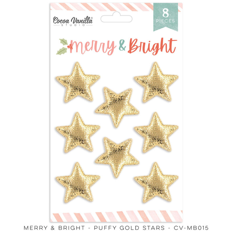 Cocoa Vanilla Studio - Merry & Bright Puffy Gold Stars
