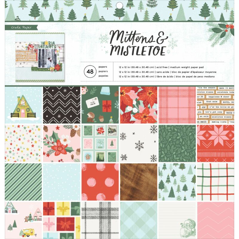 Crate Paper - Mittens and Mistletoe 12x12 Paper Pad