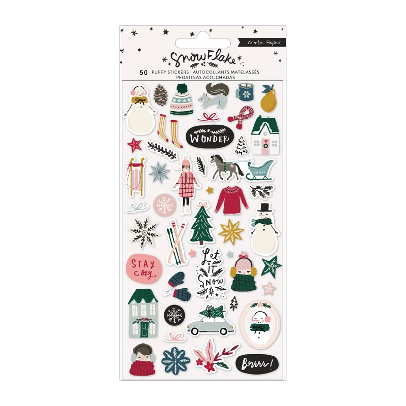 Crate Paper - Snowflake Puffy Stickers (48 Piece)