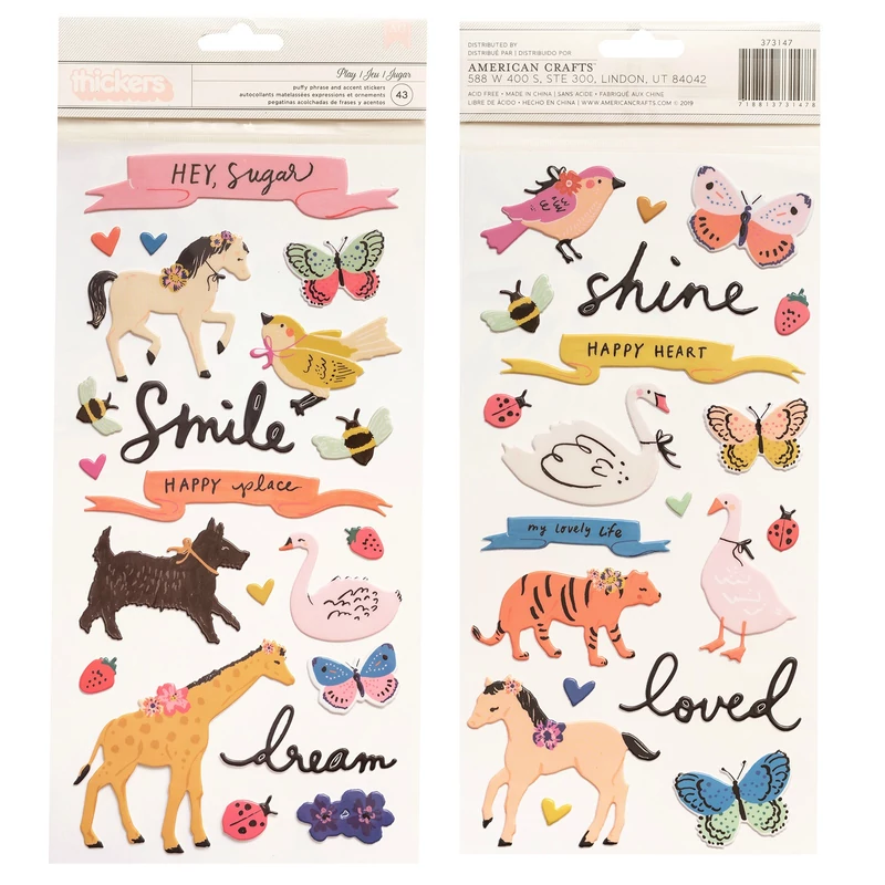 Crate Paper - Maggie Holmes - Sweet Story Puffy Thickers - Play (43 Piece)