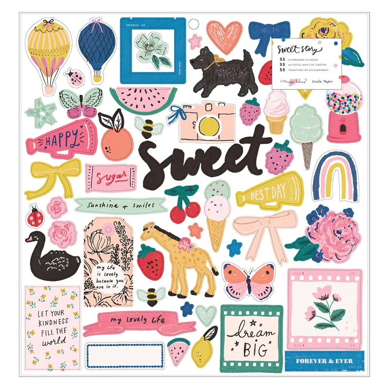 Crate Paper - Maggie Holmes - Sweet Story 12x12 chipboard matrica (55 db)