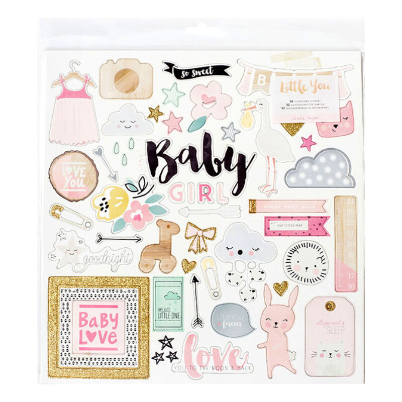 Crate Paper Little You - Girl 12 x 12 Chipboard