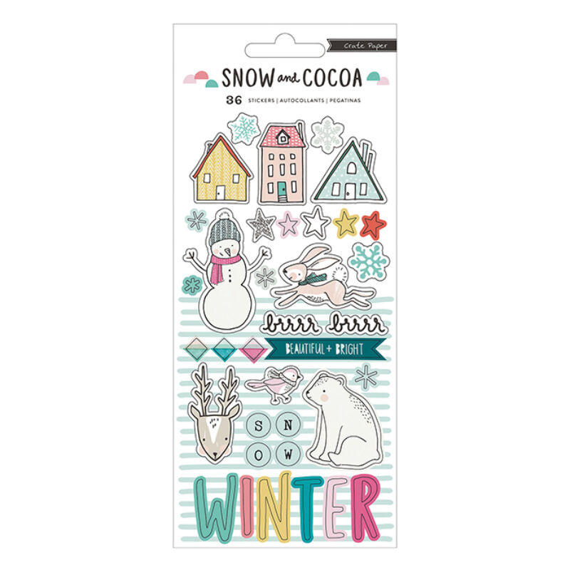 Crate Paper Snow & Cocoa Puffy Stickers