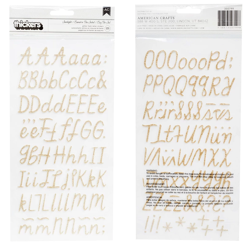 Crate Paper - Maggie Holmes - Sunny Days Glitter Foam Alpha Thickers - Sunlight (171 Piece)