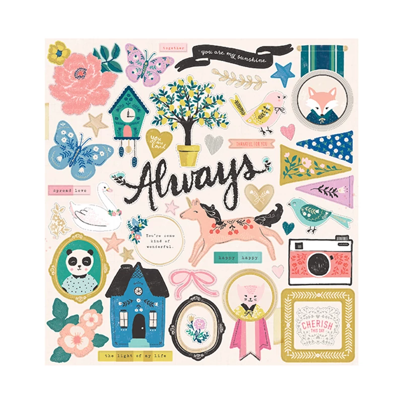 Crate Paper - Maggie Holmes - Willow Lane 12x12 Chipboard Stickers