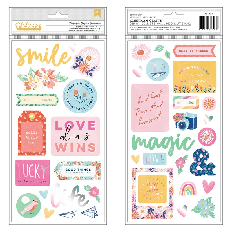 Dear Lizzy - She's Magic Chipboard Phrase Thickers - Delightful (44 Piece)