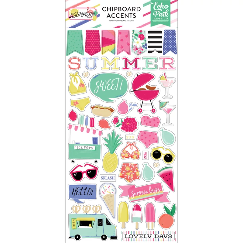 Echo Park - Best Summer Ever 6x13 Chipboard Stcikers - Accents
