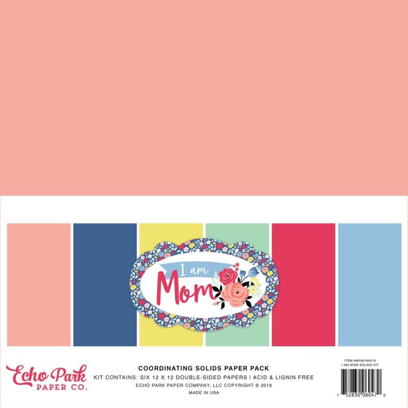 Echo Park - I Am Mom 12x12 Double-Sided Solid Cardstock (6 Sheets)