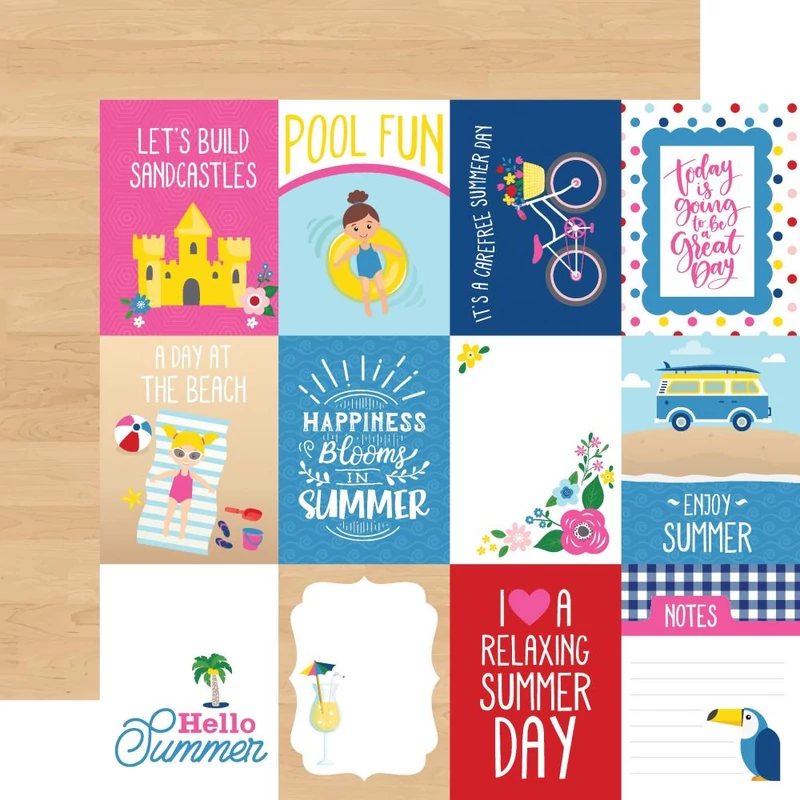 Echo Park - I Love Summer 12x12 Paper - 3x4 Journaling Cards