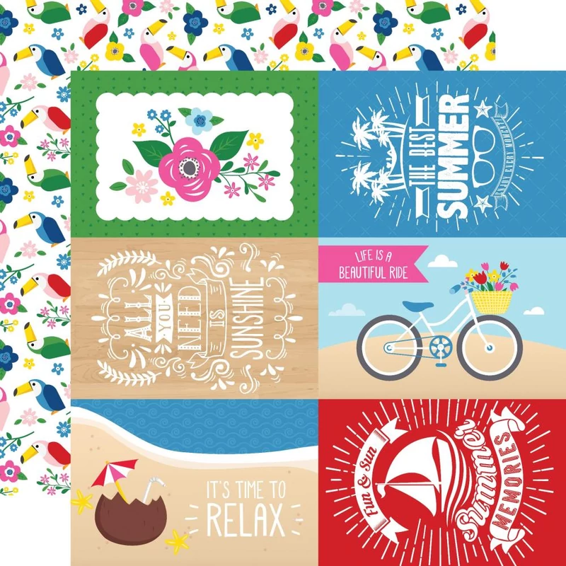 Echo Park - I Love Summer 12x12 Paper - 4x6 Journaling Cards