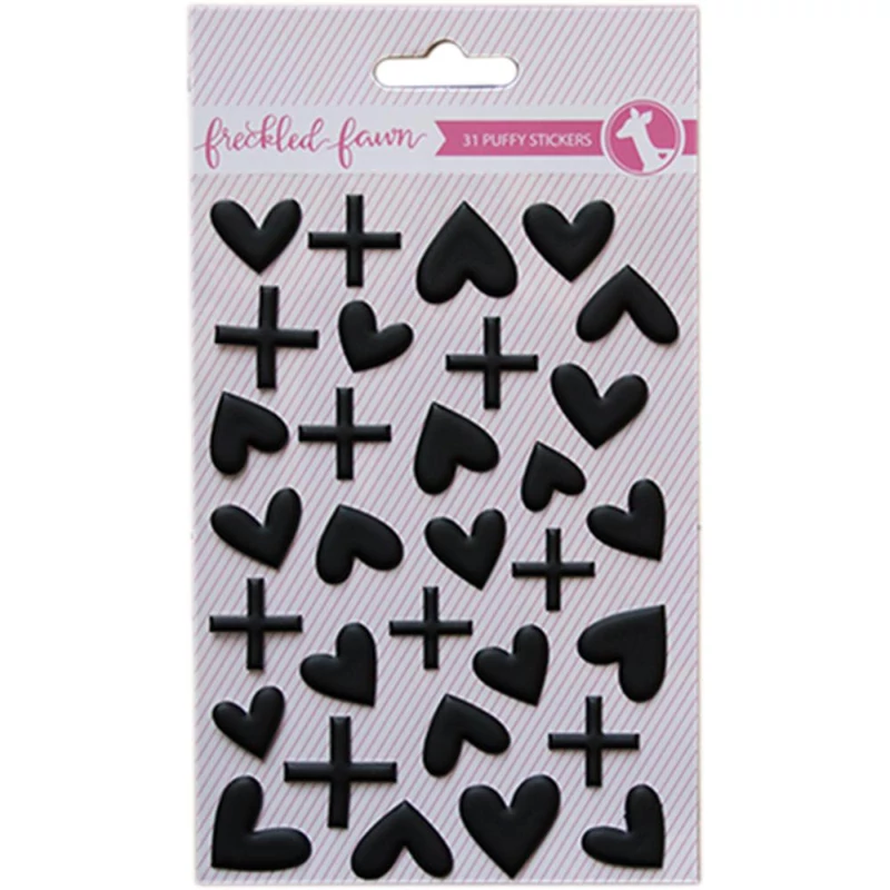 Freckled Fawn Puffy Matte Black Hearts