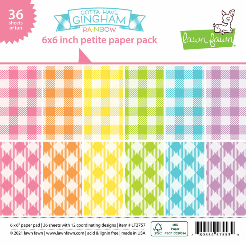 Lawn Fawn - 6x6 Petite Paper Pad - Gotta have gingham rainbow 