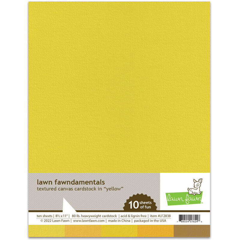 Lawn Fawn - 8.5x11 Textured Canvas Cardstock - Yellow (10 Sheets)