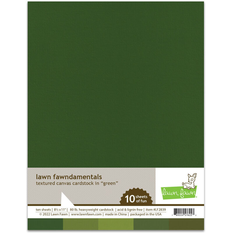 Lawn Fawn - 8.5x11 Textured Canvas Cardstock - Green (10 Sheets)