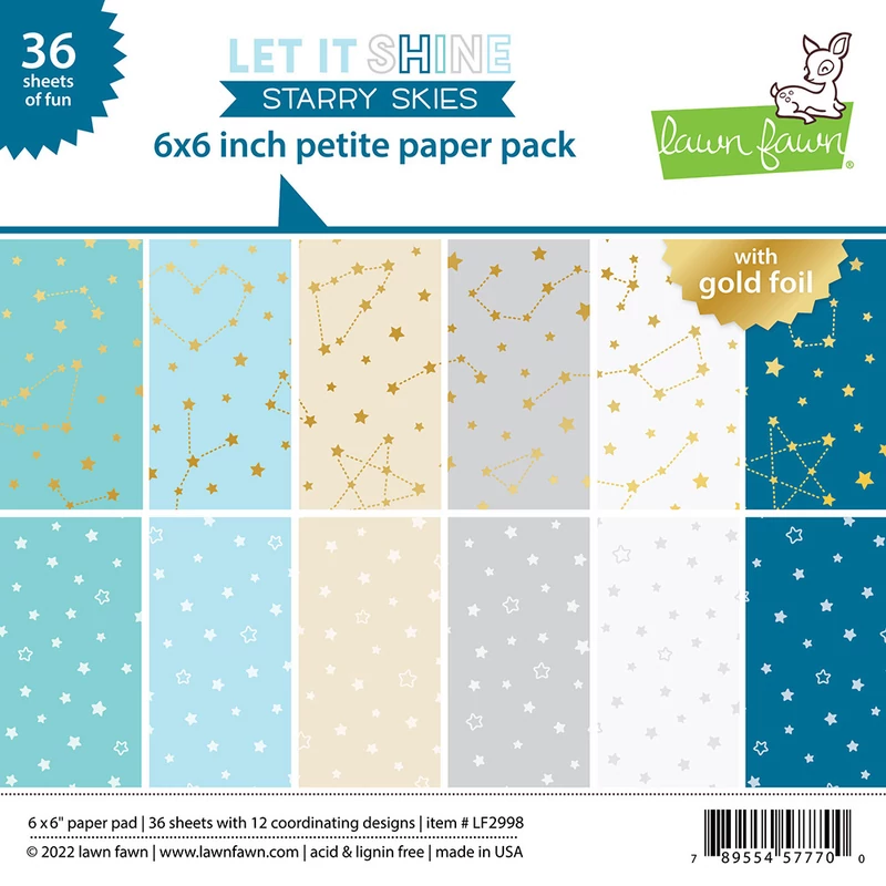Lawn Fawn - 6x6 Petite Paper Pad - Let it Shine Starry Skies