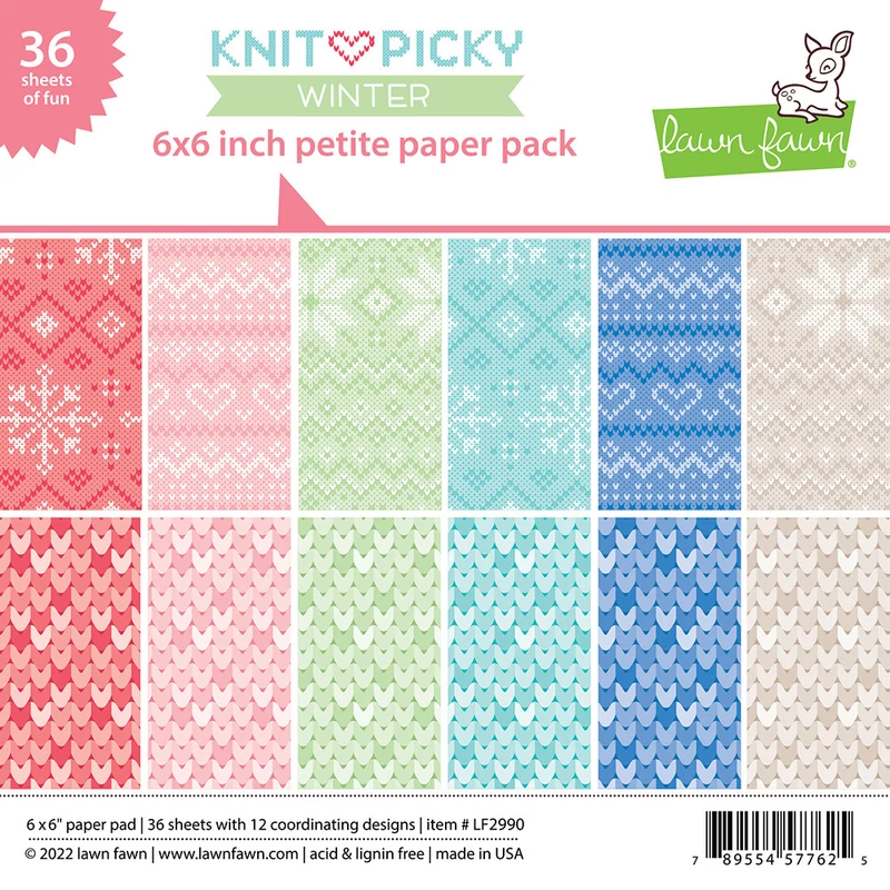 Lawn Fawn - 6x6 Petite Paper Pad - Knit Picky Winter