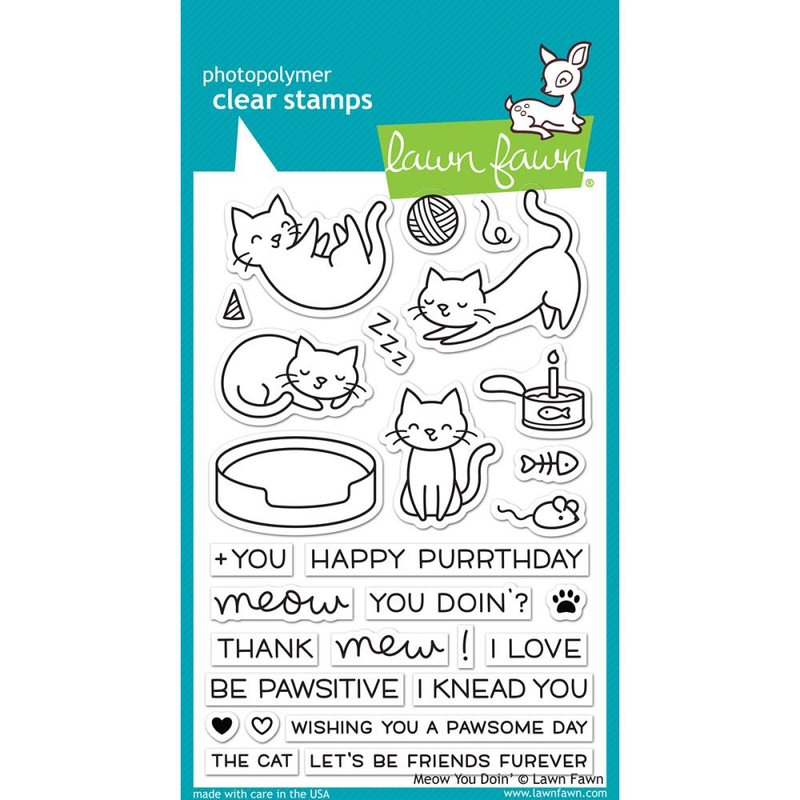 Lawn Fawn 4x6 Clear Stamp - Meow You Doin?