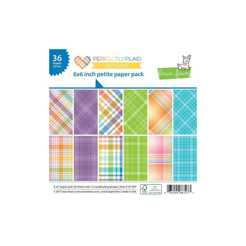 Lawn Fawn 6 x 6 Perfectly Plaid Rainbow Petite Paper Pack