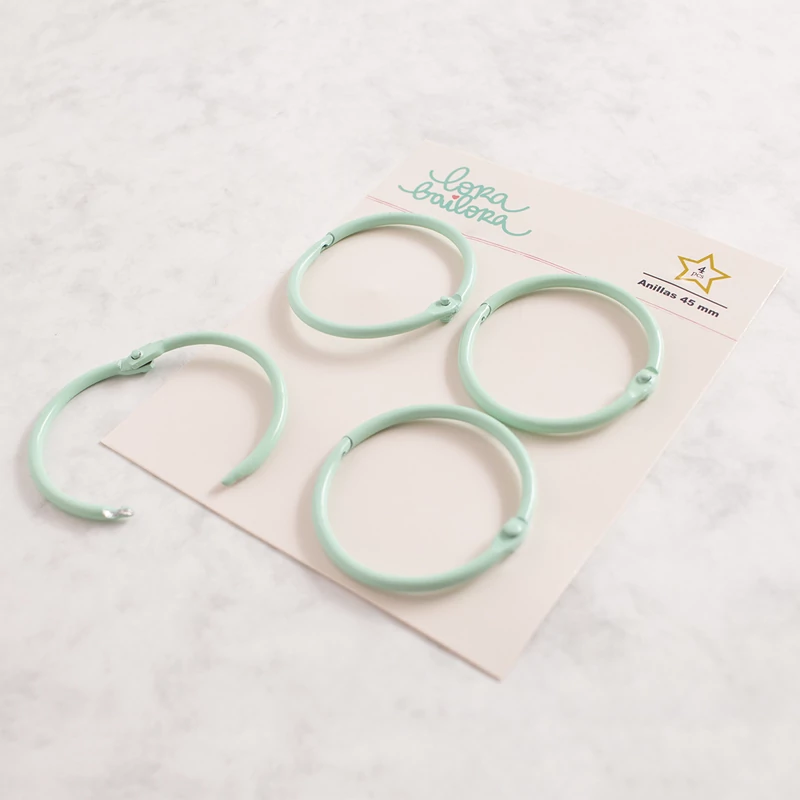 Lora Bailora - fémgyűrű, album karika 45 mm - menta (4 db)