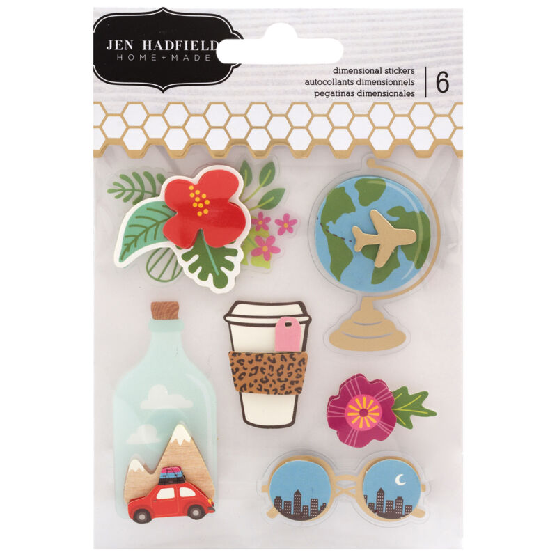 Pebbles - Chasing Adventures Dimensional Stickers (6 Piece)