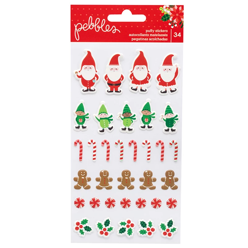 Pebbles - Cozy &amp; Bright Puffy Stickers 34/Pkg