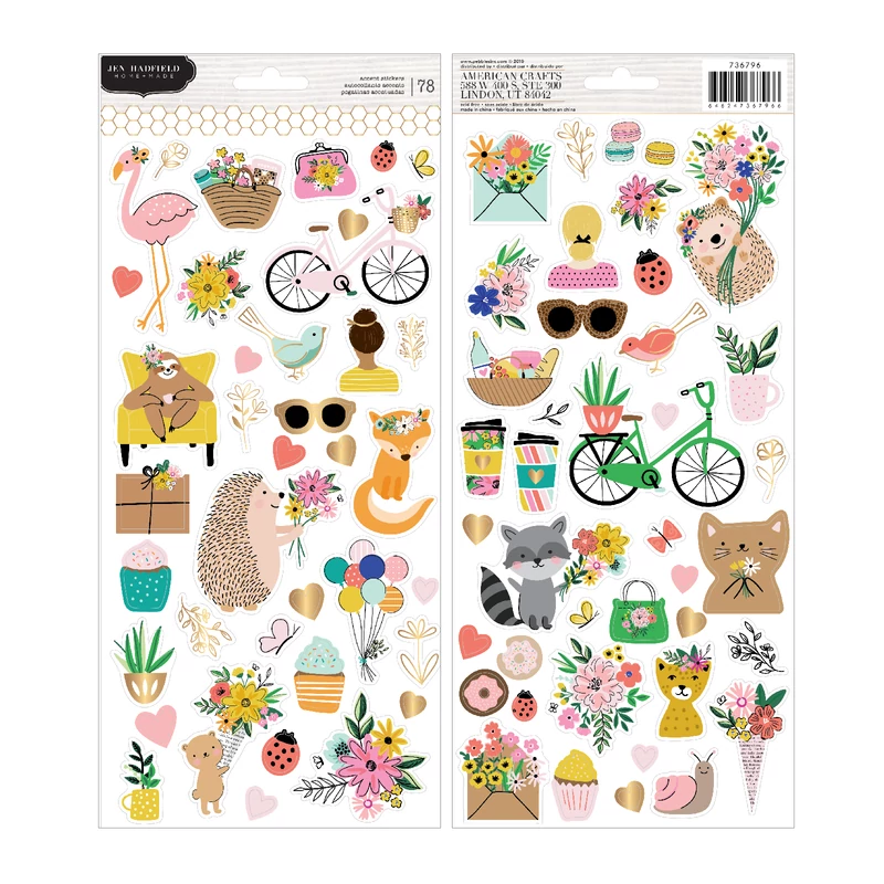 Pebbles - Hey, Hello 6x12 Sticker Sheet (78 Piece)