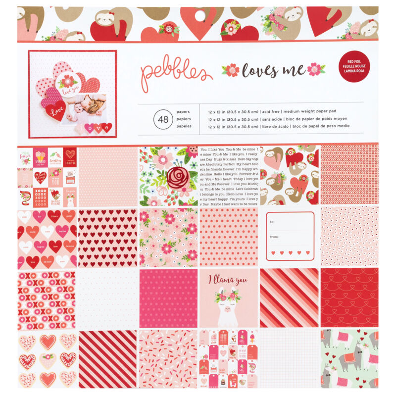 Pebbles - Loves Me 12x12 Paper Pad 48 Sheets