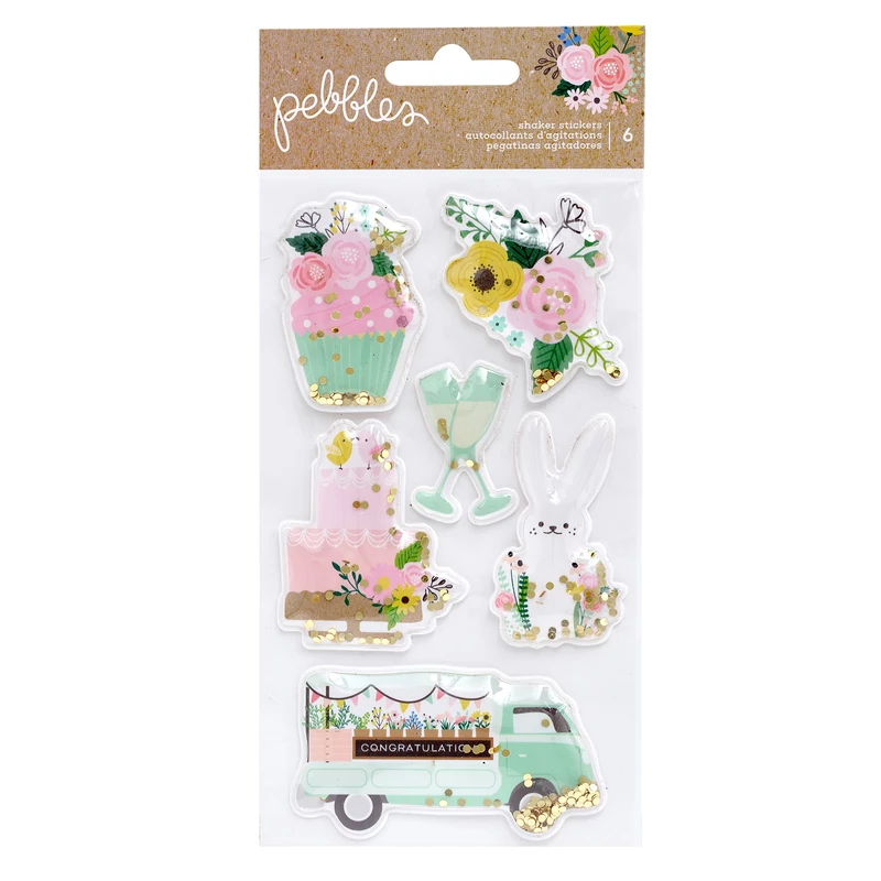 Pebbles - Lovely Moments Shaker Stickers (6 Piece)