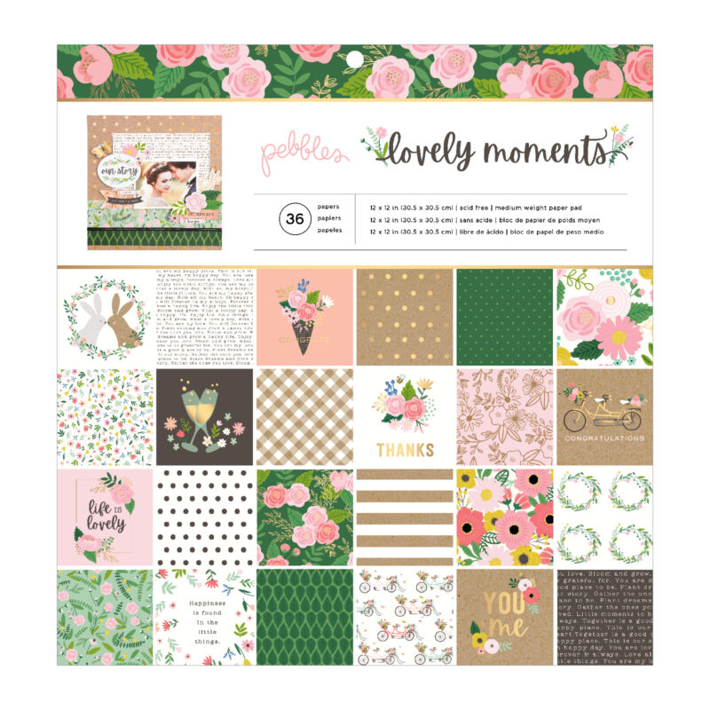 Pebbles - Lovely Moments 12x12 Paper Pad (36 Sheets)