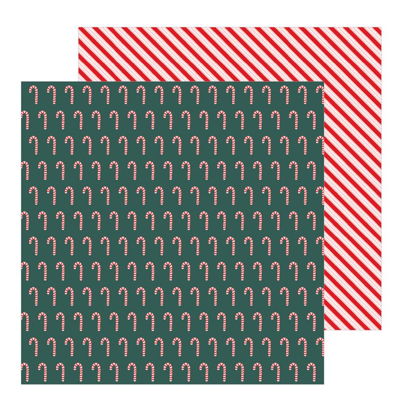 Pebbles - Merry Little Christmas 12x12 Patterned Paper - Candy Cane