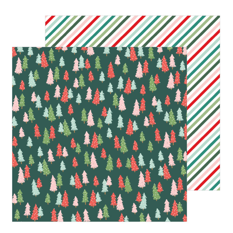 Pebbles - Merry Little Christmas 12x12 Patterned Paper - Oh Christmas Tree
