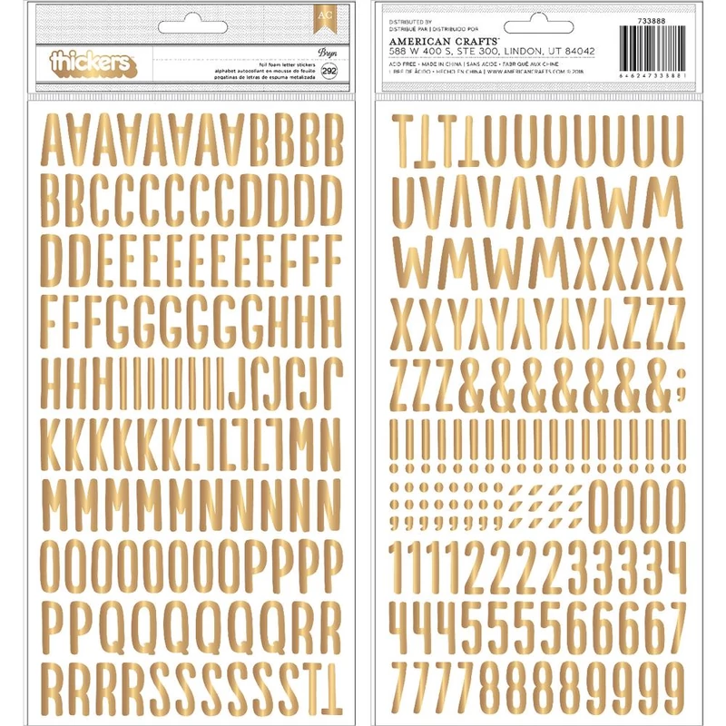 Pebbles - My Bright Life Gold Foam Alphabet Stickers