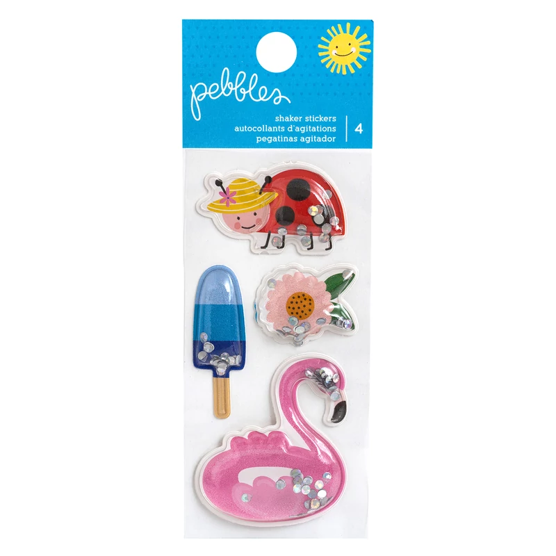 Pebbles - Oh Summertime Inflated Shaker Stickers (4 Piece)