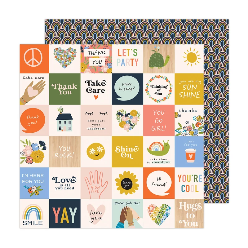 American Crafts - Jen Hadfield - Reaching Out 12x12 Paper - Hello You