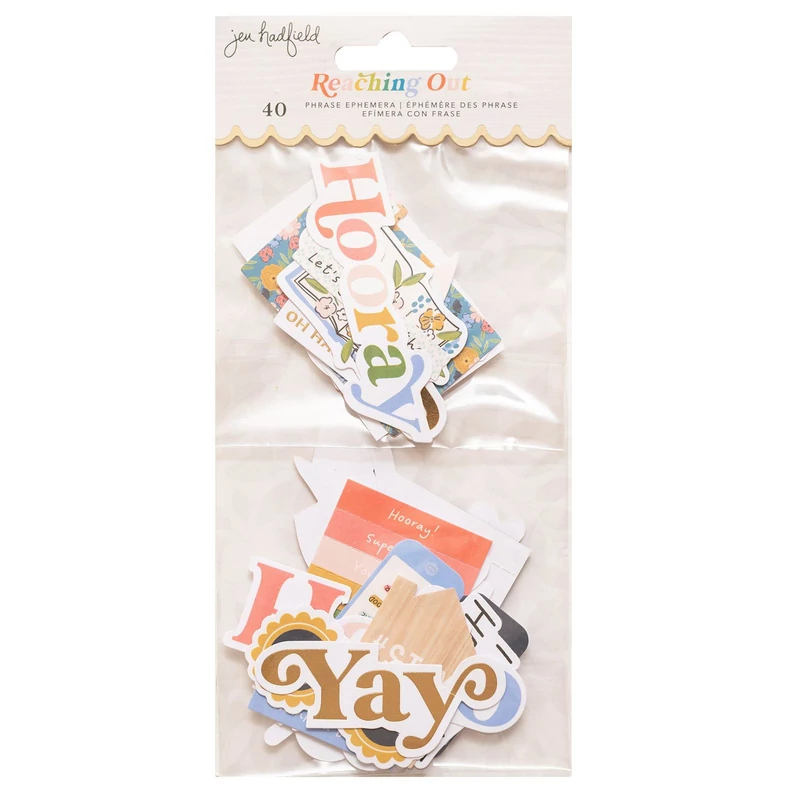 American Crafts - Jen Hadfield - Reaching Out Phrase Ephemera  (40 Piece)