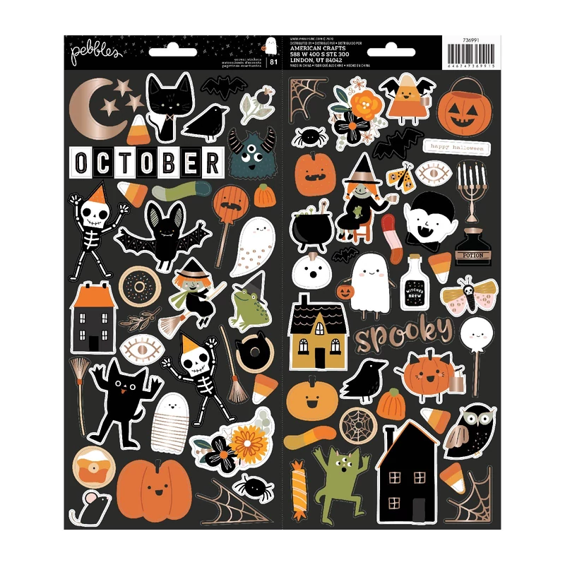 Pebbles - Spoooky 6x12 Sticker Sheet (81 Piece)