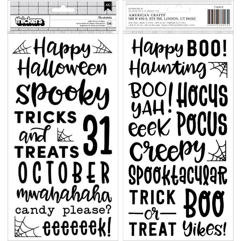 Pebbles - Spoooky Puffy Phrase Thickers (126 Piece)