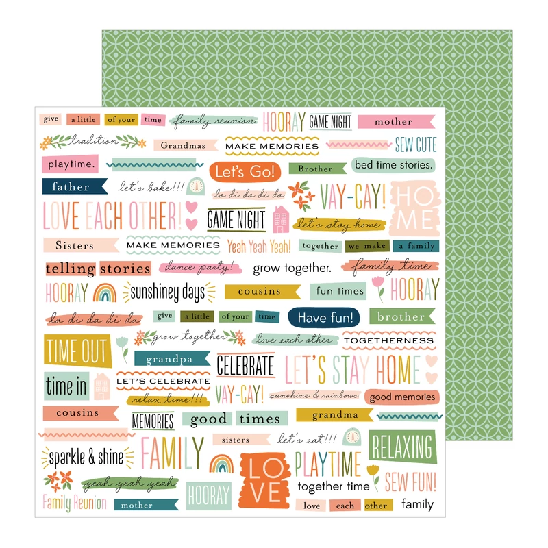 Pebbles - This is family 12x12 Patterned Paper - Bits &amp; Pieces