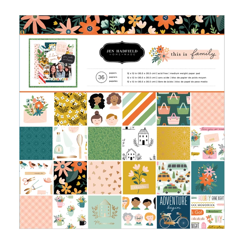 Pebbles - This is family 12x12 Paper Pad (36 Sheets)