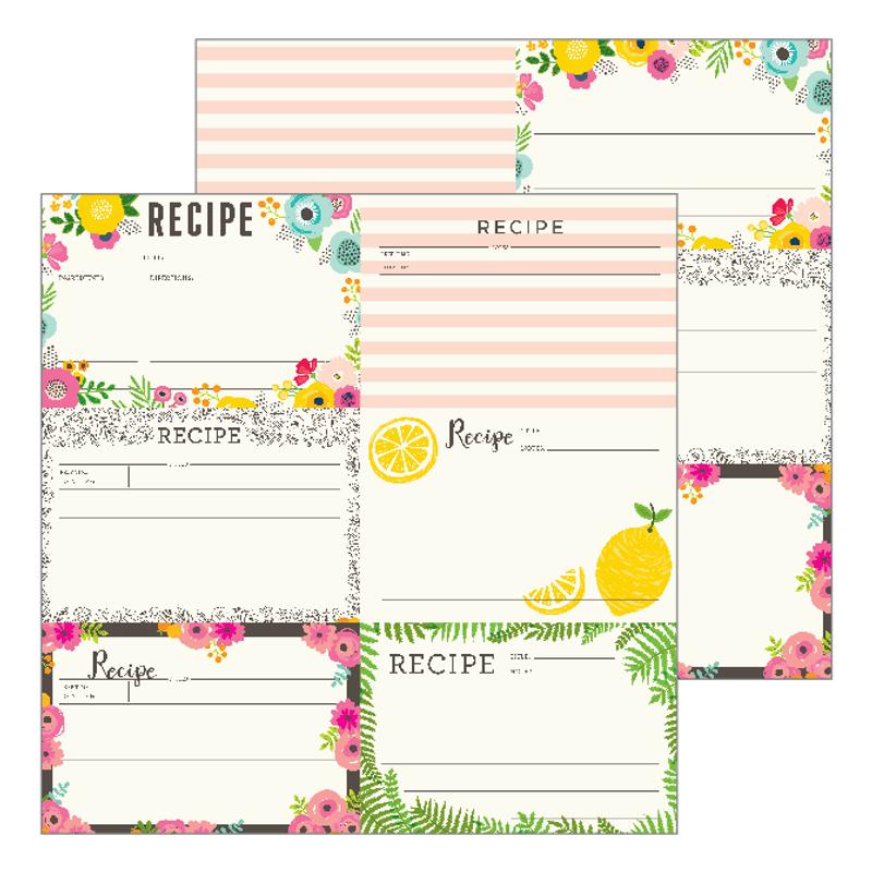 Pebbles - Patio Party 12x12 Paper - Recipe Cards