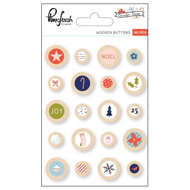 Pinkfresh Studio - December Days Wooden Buttons
